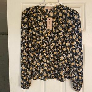 Anthropologie, Philosophy button down flower blouse size S